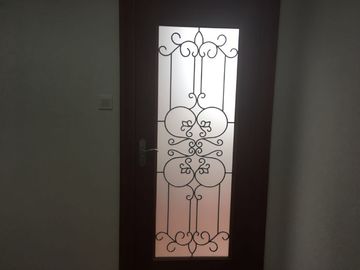 Portes d'entrée en verre de fer ovale, portes antiseptiques de fer travaillé avec le verre