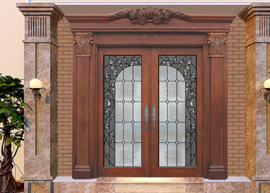 Porte en verre de glissement en bois de Dedorative de cadre, portes coulissantes en verre internes de patine noire