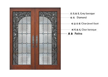 Porte en verre de glissement en bois de Dedorative de cadre, portes coulissantes en verre internes de patine noire