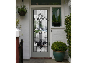 La porte a brodé les feuilles en verre d'art clair biseauté, verre décoratif de panneau